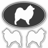 Samoyed Dog Silhouetten Vinyl Sticker Set (Voorkant)