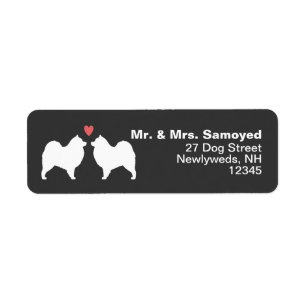 Samoyed Dog Silhouettes met het adres van de terug Etiket