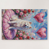 Samoyed Dog Valentine's Day Rose Picnic Legpuzzel (Horizontaal)