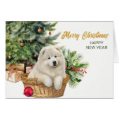 Samoyed Dog Wicker Mand Kerstboom (Voorkant Horizontaal)