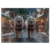 Samoyed Dogs Christmas Snow Holiday Snijplank (Voorkant)