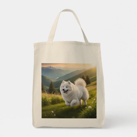 Samoyed Elegant Grocery Canvas tas (Achterkant)