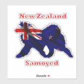 Samoyed en vlag L 8in vinylstickers met aangepaste Sticker (Vel)