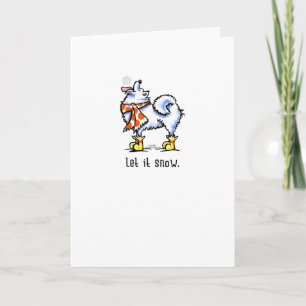 Samoyed Eskie Scarf laat het met Kerstmis eten Feestdagen Kaart