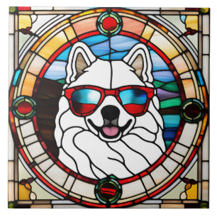 Samoyed Glas-in-lood Decoratie Tegels Tegeltje