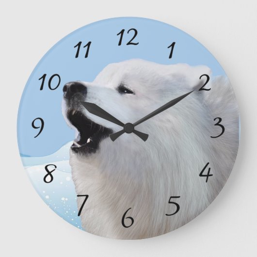 Samoyed grote acrylwand klok (Voorkant)