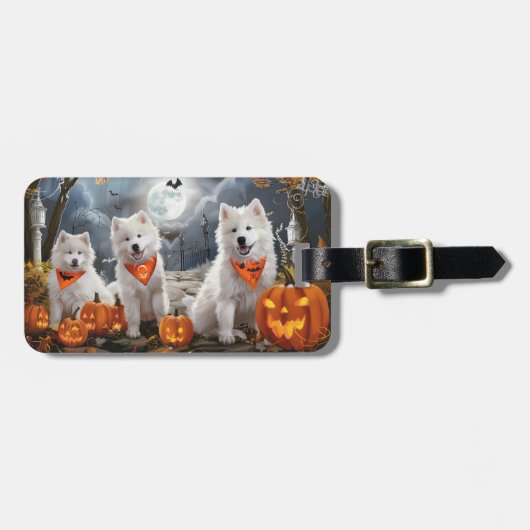 Samoyed Halloween Spooky Bagagelabel (Voorkant horizontaal)