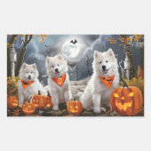 Samoyed Halloween Spooky Rechthoekige Sticker (Voorkant)