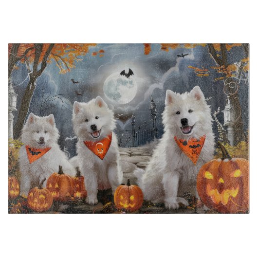 Samoyed Halloween Spooky Snijplank (Voorkant)