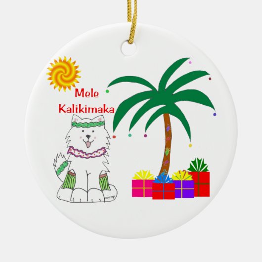 Samoyed Hawaiian Ornament (Voorkant)