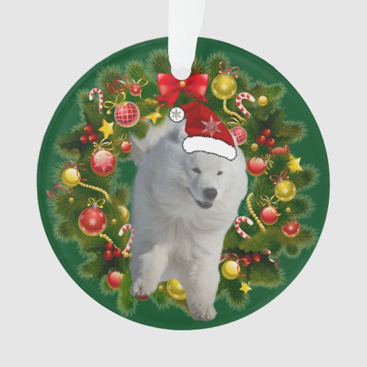 Samoyed Holiday Circle Ornament (voorkant)