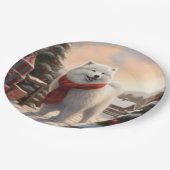 Samoyed hond in de sneeuw Kerstmis  Papieren Bordje (Gekanteld)