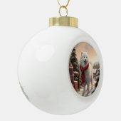 Samoyed Hond in Sneeuw Kerstmis Keramische Bal Ornament (Links)