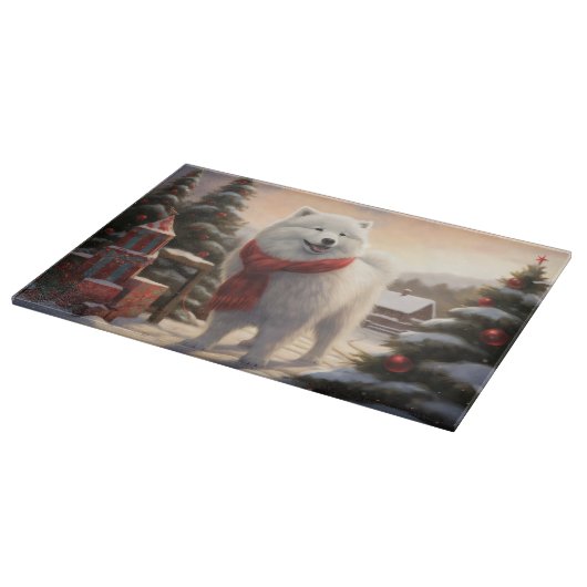 Samoyed Hond in Sneeuw Kerstmis Snijplank (Hoek)