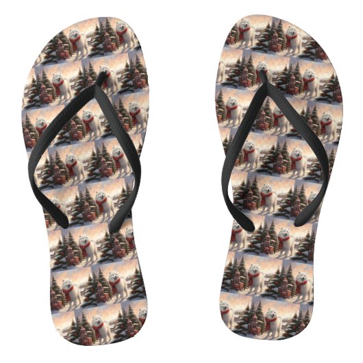 Samoyed Hond in Sneeuw Kerstmis Teenslippers (Voetbed)