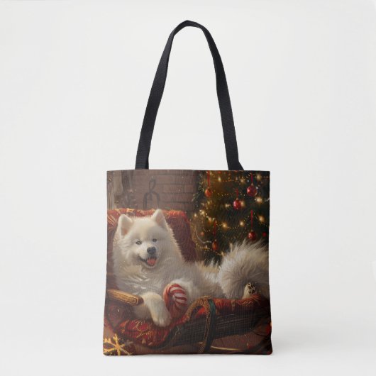 Samoyed Hond Kerstfeest Draagtas (Voorkant)