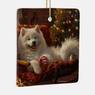 Samoyed Hond Kerstfeest Keramisch Ornament