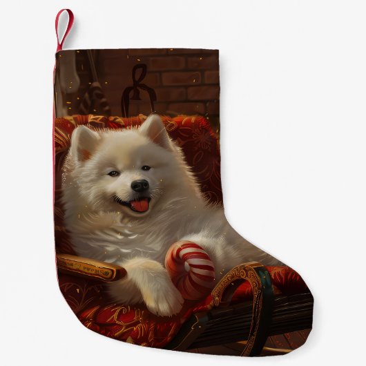 Samoyed Hond Kerstfeest Kleine Kerstsok (Voorkant)