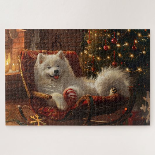 Samoyed Hond Kerstfeest Legpuzzel (Horizontaal)