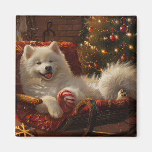 Samoyed Hond Kerstfeest Magneet