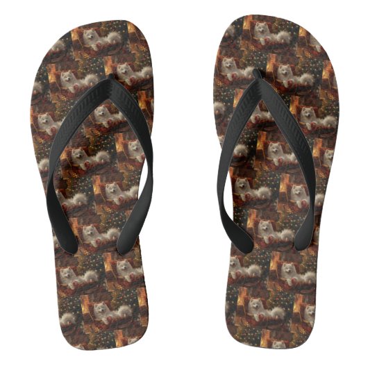 Samoyed Hond Kerstfeest Teenslippers (Voetbed)