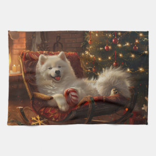 Samoyed Hond Kerstfeest Theedoek