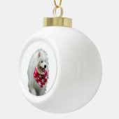 Samoyed Hond met Bandana Ronde Kerstmis Ornament (Rechts)
