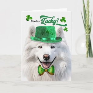 Samoyed hond voelt zich gelukkig St. Patrick's Day Feestdagen Kaart