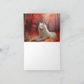 Samoyed in Autumn Leaves Herfst Inspire Kaart (Binnen)