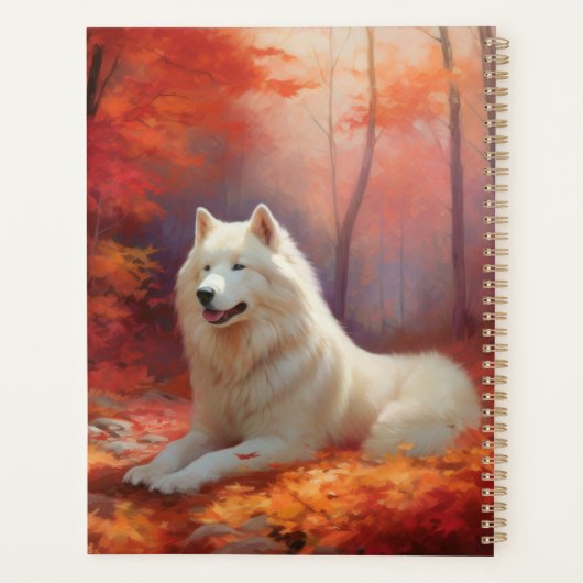 Samoyed in Autumn Leaves Herfst Inspire Planner (Achterkant)