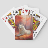 Samoyed in Autumn Leaves Herfst Inspire Pokerkaarten (Achterkant)