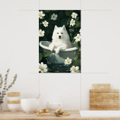 Samoyed In Bathtub Poster, Funny Dog Poster (Cuisine)
