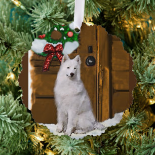 Samoyed kerstcadeautjes ornament kaart