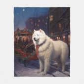 Samoyed Kerstfeest Seizoen Fleece Deken (Voorkant)