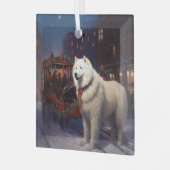 Samoyed Kerstfeest Seizoen Glas Ornament (Voorkant links)