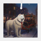 Samoyed Kerstfeest Seizoen Glas Ornament (Achterkant)