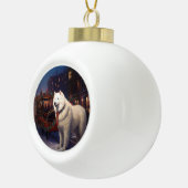 Samoyed Kerstfeest Seizoen Keramische Bal Ornament (Rechts)