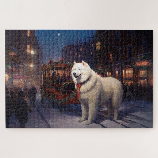Samoyed Kerstfeest Seizoen Legpuzzel (Horizontaal)