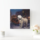 Samoyed Kerstfeest Seizoen Vierkante Klok (Huis)