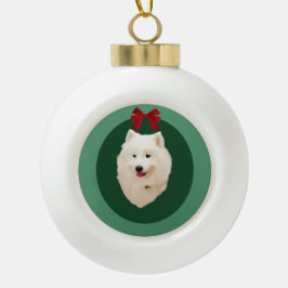 Samoyed kerstfeestdag-versiering; niet ondertekend keramische bal ornament