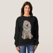 Samoyed kerstlampjes Hondenliefhebber Santa Hat Trui (Voorkant volledig)