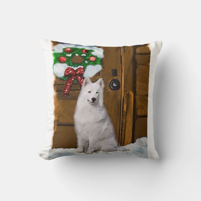 Samoyed Kerstmis Kussen (Voorkant)