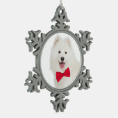 Samoyed kerstversiering tin sneeuwvlok ornament (Links)