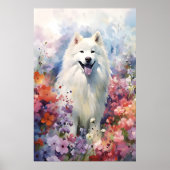 Samoyed kleurrijke waterverf kunstwerk poster (Voorkant)