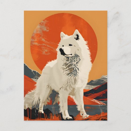 Samoyed  kunst briefkaart (Voorkant)
