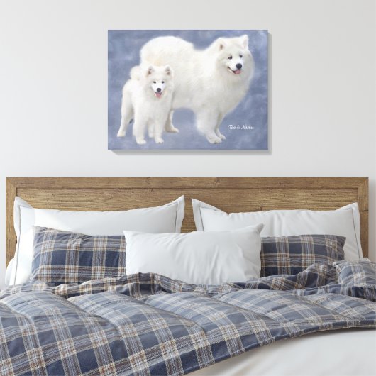 Samoyed kunst verpakt canvas 24x18" (Insitu (Slaapkamer))