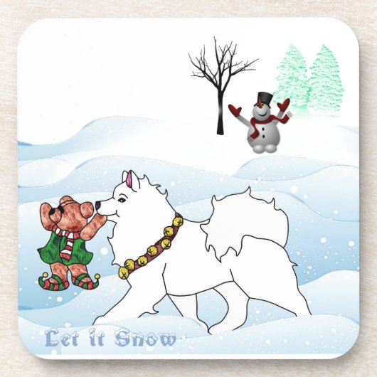 Samoyed Let it Snow Dessous de verre (Devant)