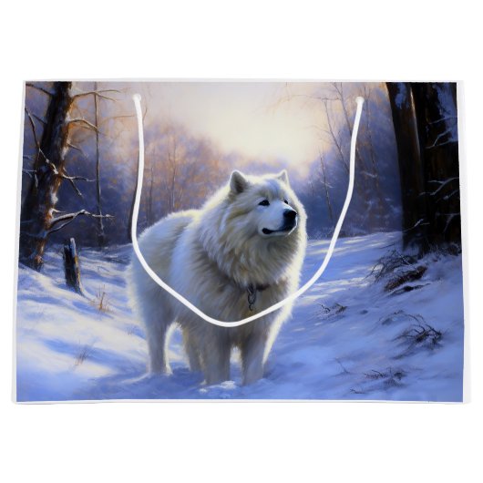 Samoyed liet het sneeuwen Kerstmis Groot Cadeauzakje (Voorkant)
