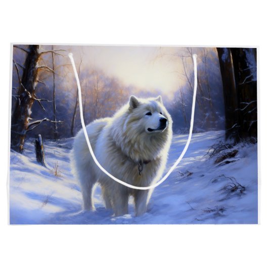 Samoyed liet het sneeuwen Kerstmis Groot Cadeauzakje (Achterkant)