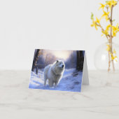 Samoyed liet het sneeuwen Kerstmis Kaart (Gele Bloem)